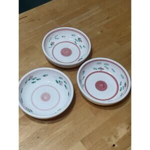Caleca Pink Garland Hand Painted 6” Bowls Set Of 3